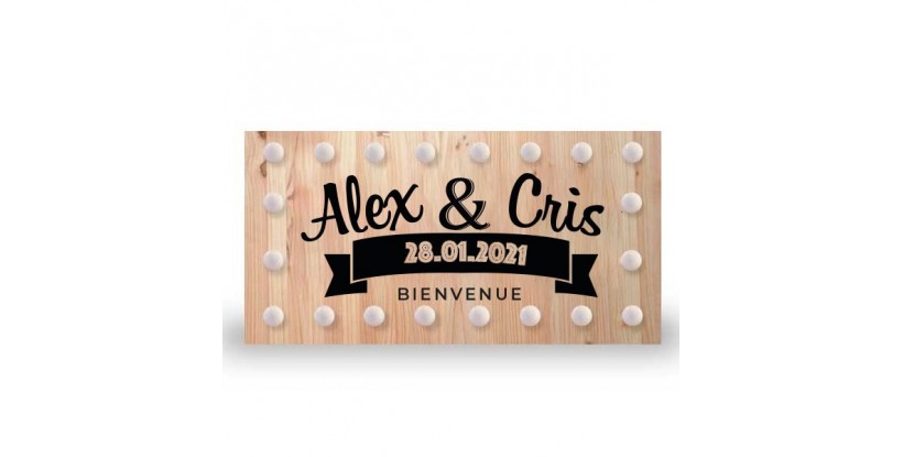 cartel luces madera